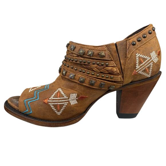 Lane Women’s Nova Aztec Peep Toe Studded Western Ankle Boot Size US 9.5 - Picture 2 of 11